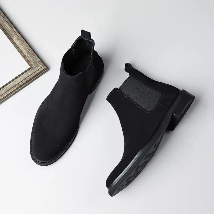 Bottines Chelsea vintage en cuir véritable pour hommes