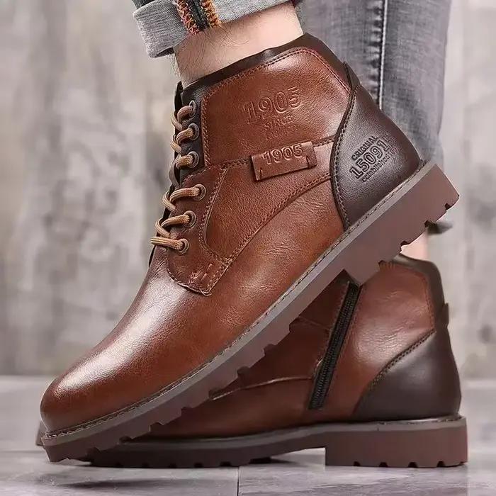 Bottes faites à la main homme vintage à la cheville pour hiver confort et élégance pour randonnée et occasions spéciales