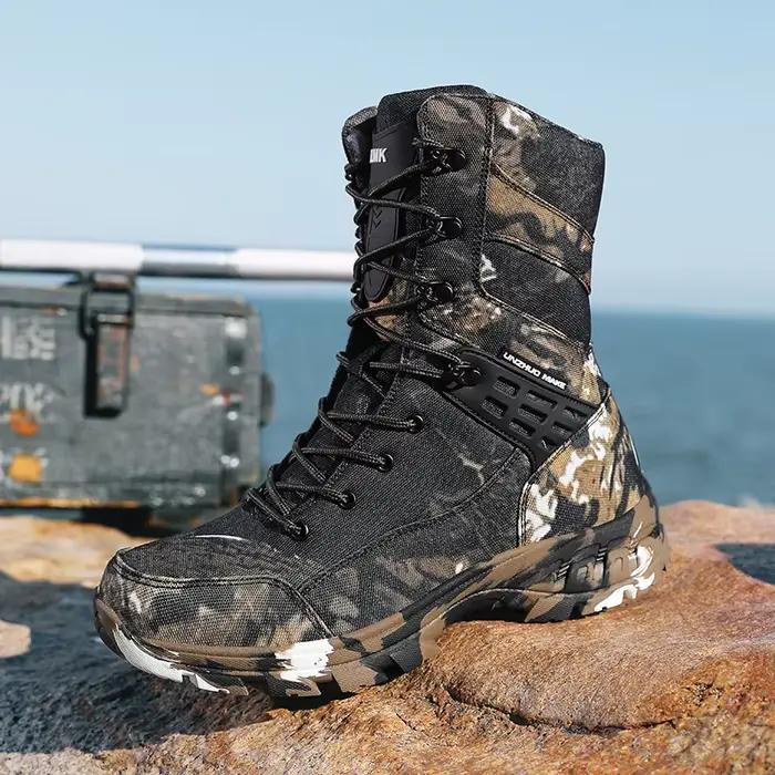 Hommes armée chaussures respirant sécurité unisexe bottes tactiques mâle escalade randonnée bottes Camping haute qualité militaire femmes à lacets