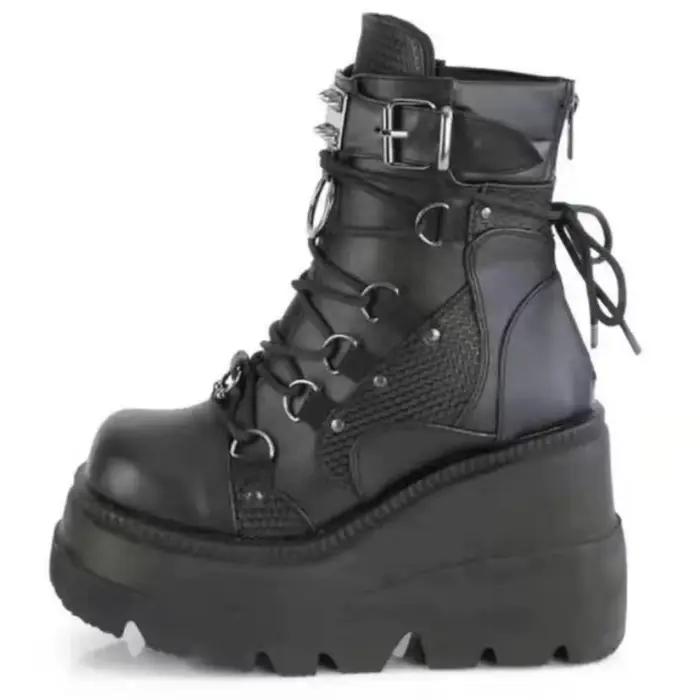 Bottines à semelles compensées pour femme, chaussures courtes à talons hauts, nouveau Design à la mode, chaussures de Cosplay à fermeture éclair, automne 2025
