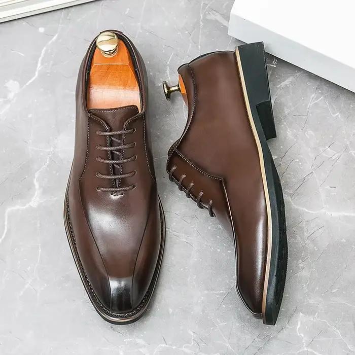 Chaussures Oxford en cuir verni à lacets pour hommes, cuir verni, robe de mariée formelle, zone de créateur, chaussures de luxe, nouveau