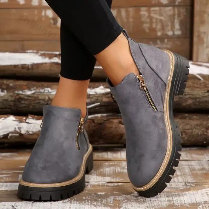Bottines courtes décontractées à fermeture éclair pour femme