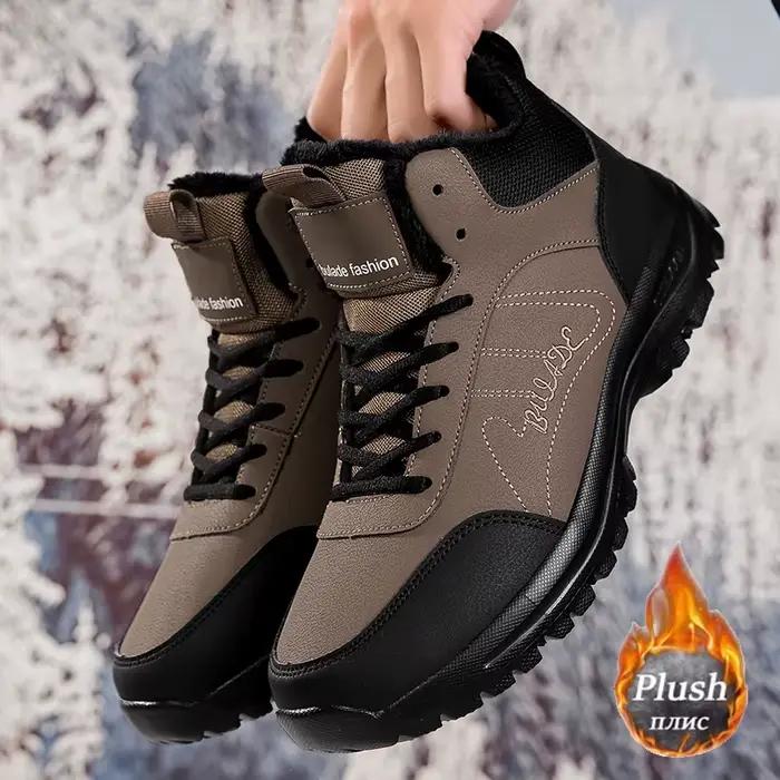 ELUVA hommes bottes de neige baskets imperméables Super chaud en peluche hommes en plein air antidérapant léger bottes de randonnée chaussures de travail homme hiver