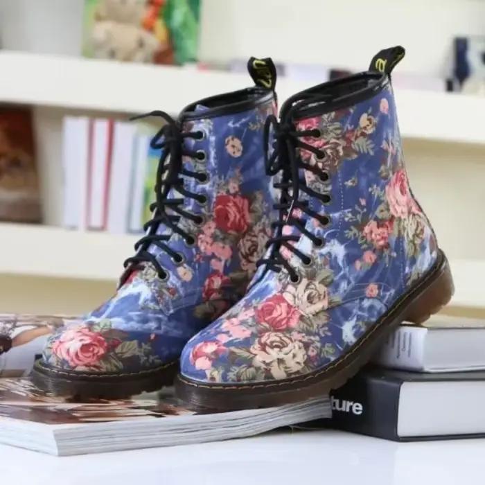 Bottes printanières automnales pour femmes design floral respirantes antidérapantes confortables pour toutes occasions