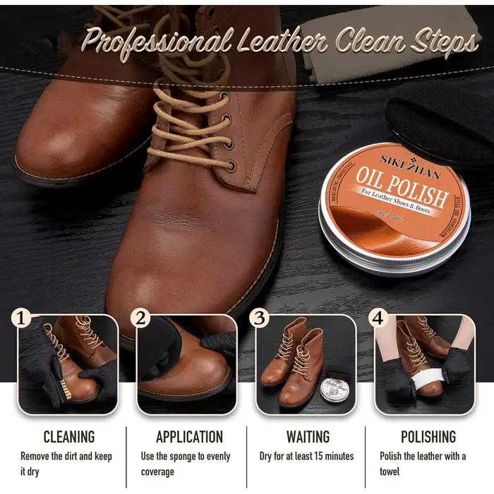 Huile de polissage pour chaussures en cuir la plus fine – Crème d'entretien pour chaussures et bottes en cuir, nourrit, restaure la brillance, imperméable et protégée