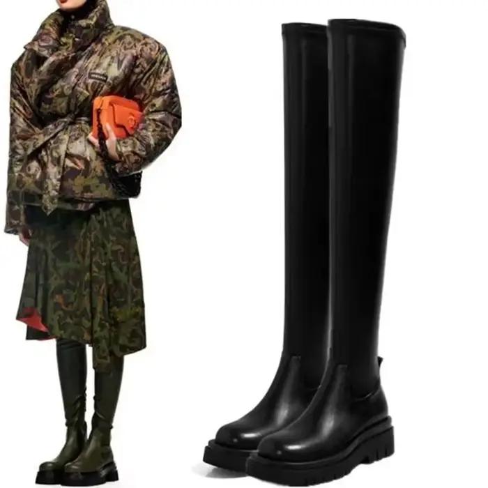 Bottes longues au-dessus du genou pour femme en cuir PU mode automne hiver bottines élégantes pour quotidien et événements