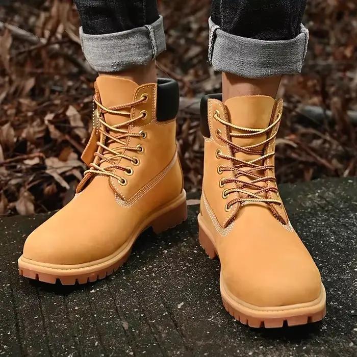Bottes hautes pour homme style britannique cuir antidérapantes bottes d'extérieur printemps automne confort élégance occaions spéciales