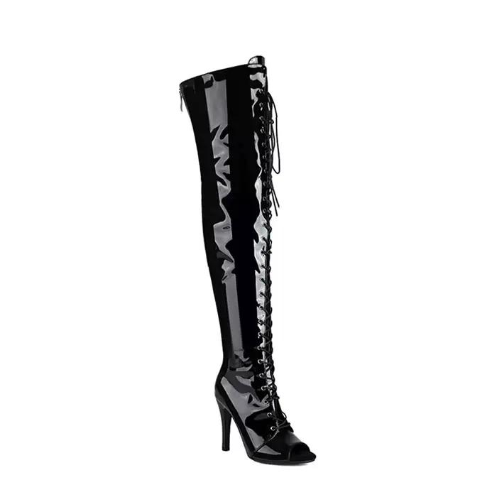 Les bottes au dessus du genou bottes à lacets talons aiguilles chaussures de danse Jazz dame semelle glissante personnalisable pour les chaussons de danse latine