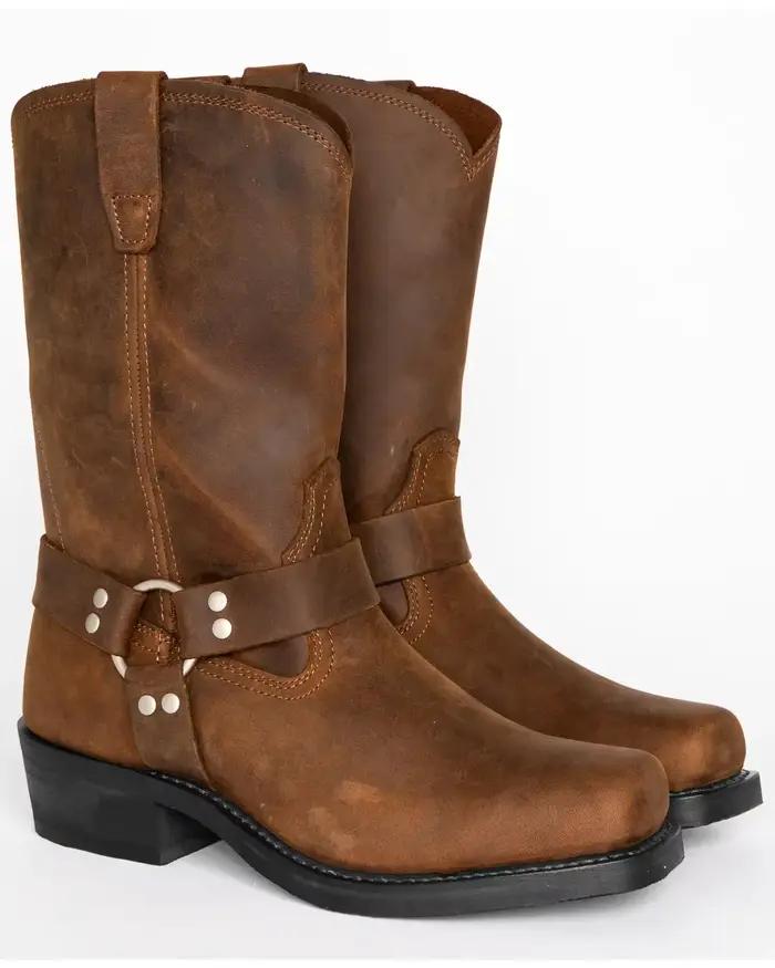 Bottes de cowboy rétro faites à la main pour homme, style vintage, mi-mollet, talon moyen, semelle en caoutchouc, intérieur en PVC et EVA, idéal pour l'équitation et les occasions spéciales