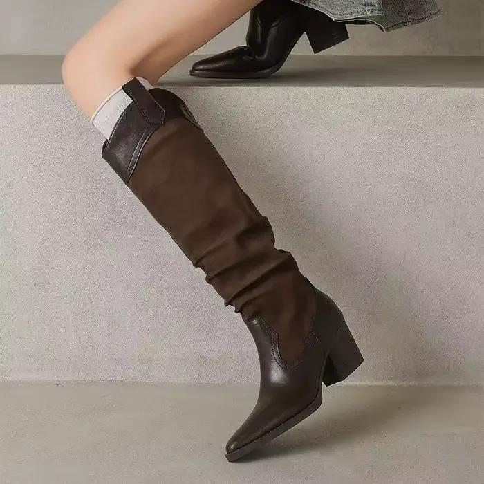 Bottines à talons hauts de style occidental pour femmes