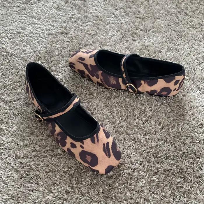 Chaussures décontractées femme imprimé léopard 2026 – Ballerines plates Mary Jane à enfiler pour l'été
