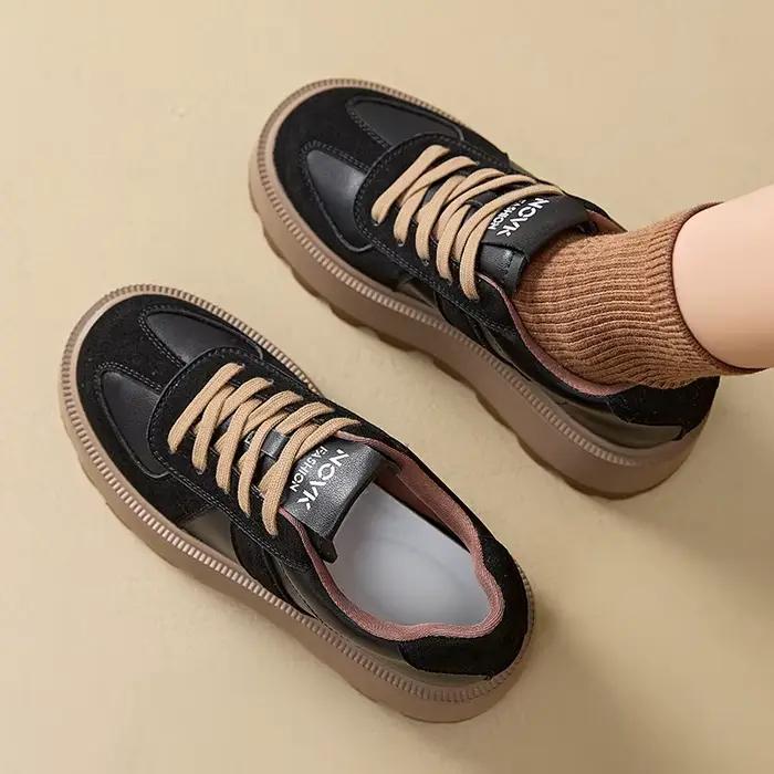 Fujin-Bottines en cuir véritable microcarence pour femme
