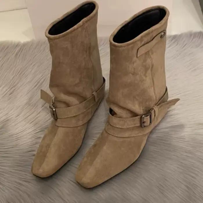 Bottes hautes compensées de styliste pour femmes