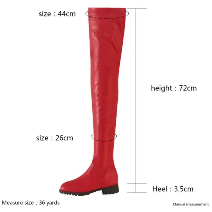 Grande taille 34-46 talons bas bottes longues femmes Stretch cuissardes chaussures