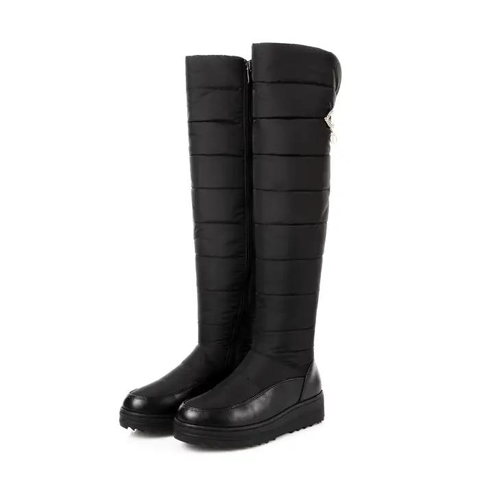 SGESVIER 2025 haute qualité vers le bas bottes de neige chaudes femmes plate-forme cuissardes dames fermeture éclair