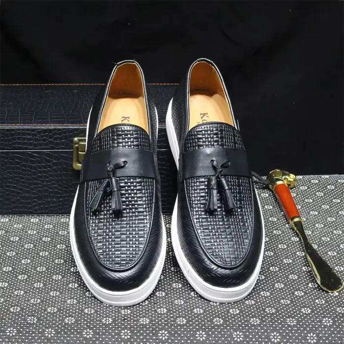 Mocassins à semelle plate en cuir véritable pour hommes, mocassins à enfiler, noir et marron, chaussures de conduite décontractées, chaussures de rencontre, irritation y
