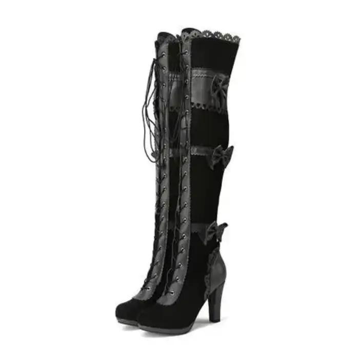 2025 mode femmes bottes Stretch sur le genou Sexy chaussures de fête talons hauts à lacets fermeture éclair