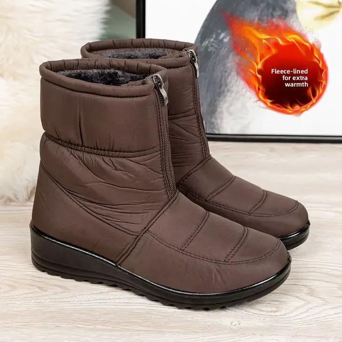 Bottes de neige chaudes d'hiver pour femmes, chaussures imperméables à enfiler pour personnes d'âge moyen et âgées, bottes décontractées à bout rond de grande taille