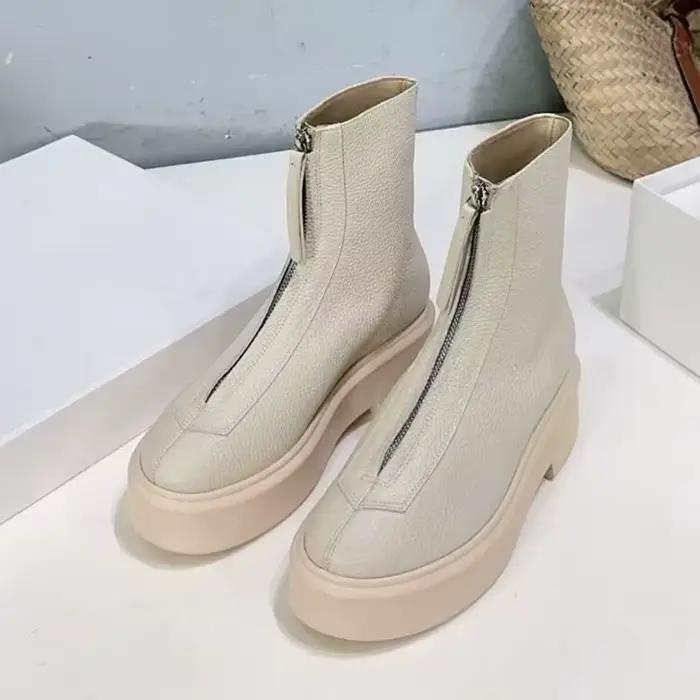 Bottines en daim de vache pour femmes, bottines d'équitation avec fermeture éclair pour l'automne et le printemps, polyvalentes et élégantes