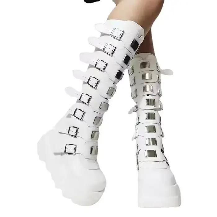 Chaussures gothiques à plateforme au genou pour femmes