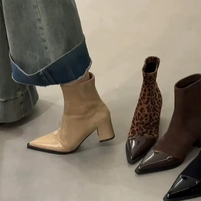 Bottines courtes élastiques en caoutchouc pour femmes élégantes et durables pour les occasions spéciales printemps automne