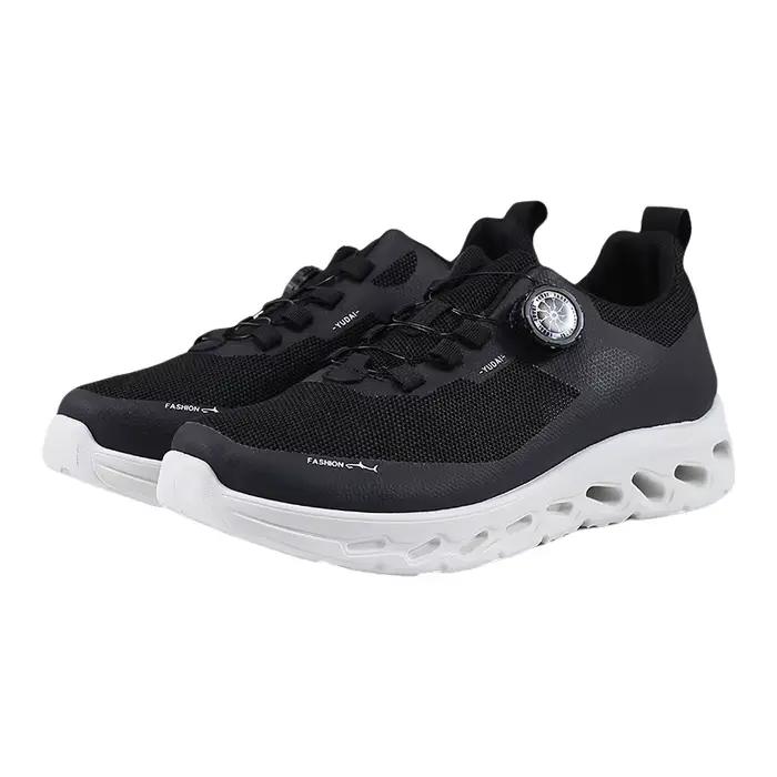 Chaussures de sport basses pour hommes, tendance, avec bouton rotatif sans lacets, légères et confortables, baskets décontractées