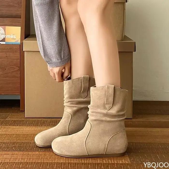 Bottes montantes décontractées et confortables pour femmes, chaussures de travail respirantes, tendance, polyvalentes, antidérapantes, nouvelle collection automne