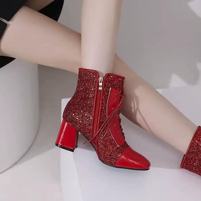 Bottines à paillettes scintillantes pour femme