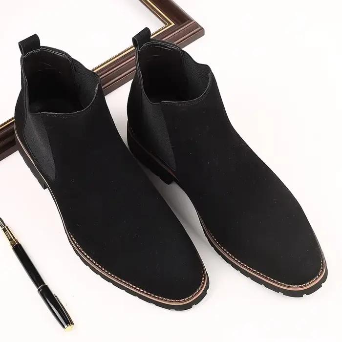 Bottes de rinçage en cuir pour hommes, nouvelles chaussures décontractées pour hommes, bottes à manches noires, chaussures de mariage hautes pour hommes, mode en plein air
