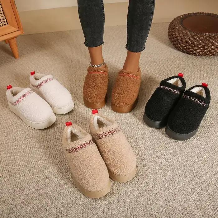 Nouveau chaud fourrure bottines femmes chaussures plates plate-forme pantoufles en peluche tongs hiver coton chaussures pour femmes marque Design neige Botas