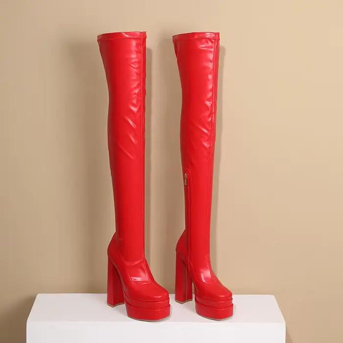Bottes au-dessus du genou avec doublure en peluche pour femme