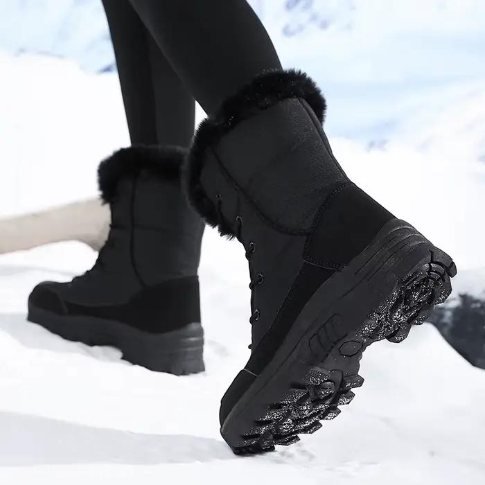 Bottes d'hiver imperméables et antidérapantes en viscose doublées de polaire pour femmes occasions hivernales et sports de neige