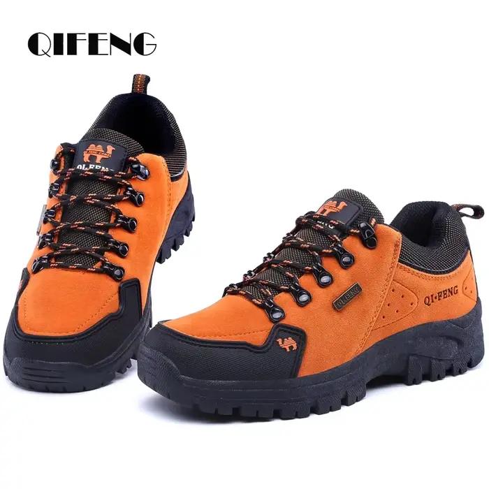 Chaussures décontractées en cuir pour hommes, baskets chaudes en fourrure antidérapantes pour l'hiver, chaussures de marche en daim pour femmes, chaussures de cowboy à lacets pour garçons, printemps-é
