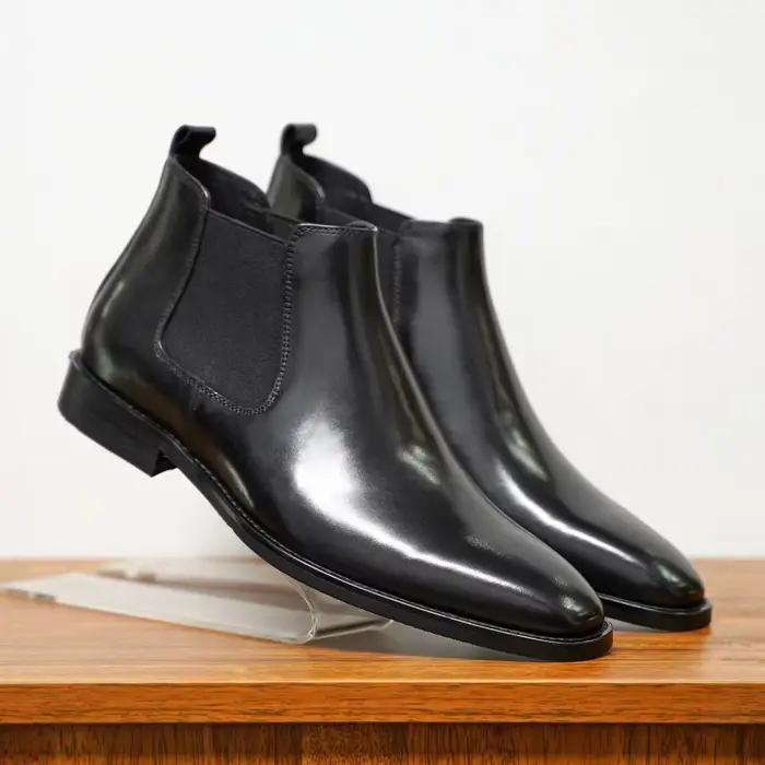 Bottines Chelsea rétro pour hommes, bottines en cuir faites à la main, montantes, décontractées, classiques, pour robe d'affaires, Botas2025