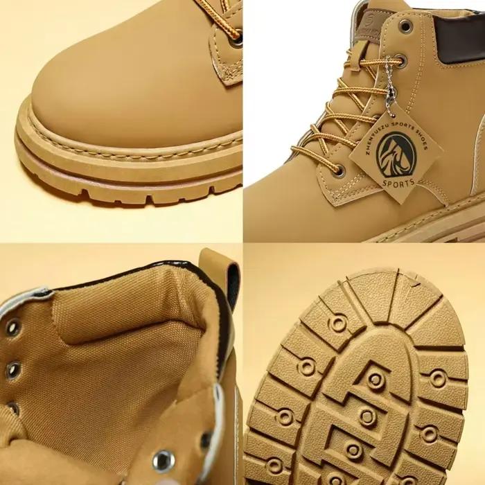 Bottes hautes chaussures en cuir pour hommes mode bottines d'extérieur pour hommes à lacets bottes masculines confortables bottes plates antidérapantes Botas