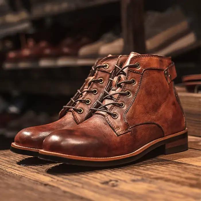 Bottines en cuir faites à la main pour hommes