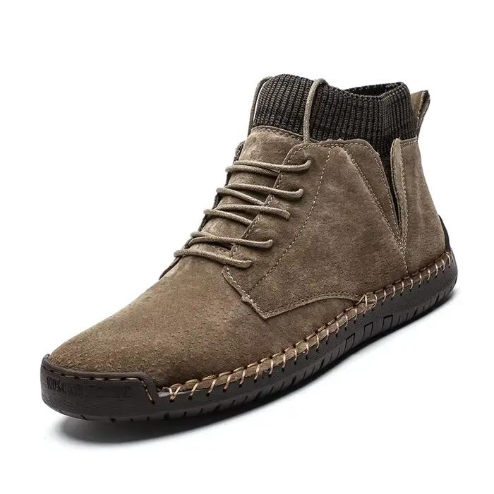 Bottes à lacets de qualité pour hommes, nouvelles chaussures antidérapantes, décontractées, grande taille, rétro, tendance, à la mode