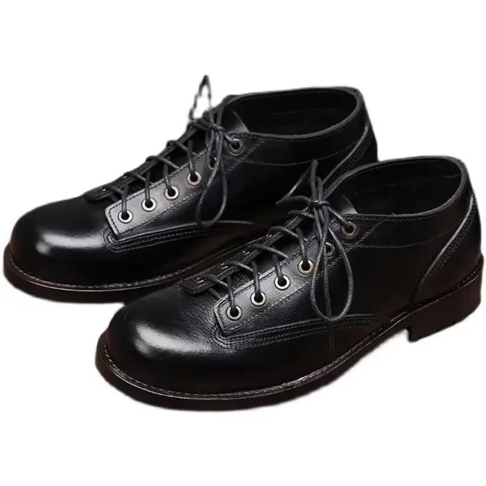 Vintage à lacets nouvelle plate-forme en cuir véritable hommes noir rouge bottines robe travail bottes décontractées