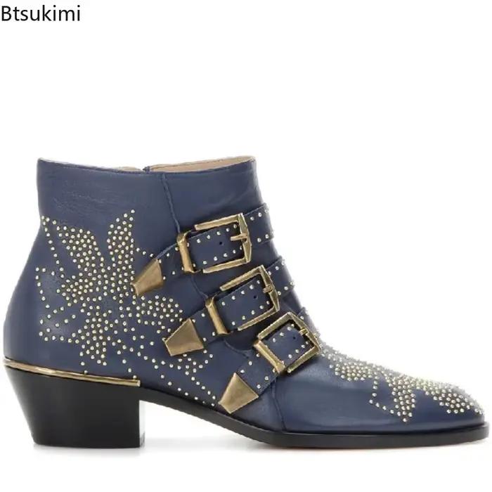 Bottines de Cowboy en cuir véritable pour femme