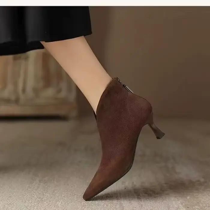 Bottes courtes en daim marron 2025 automne-hiver nouveau style