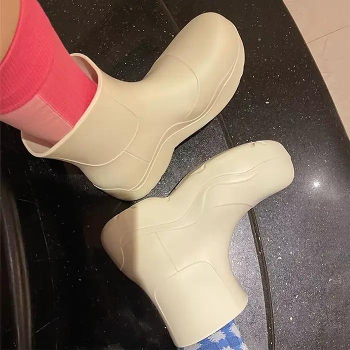 Bottes de pluie minimalistes de couleur unie pour femmes