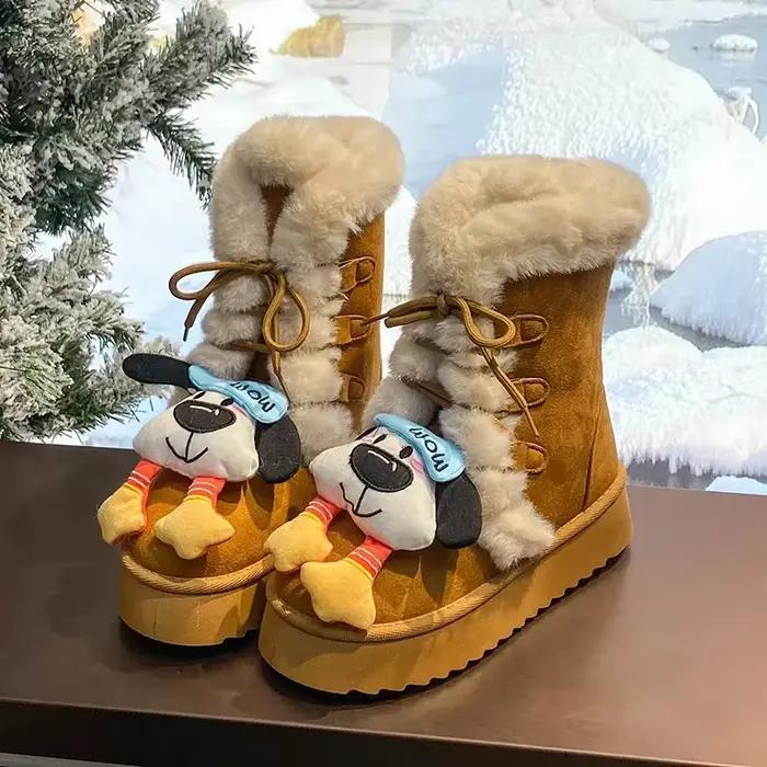 Bottes de neige mignonnes de dessin animé pour femmes