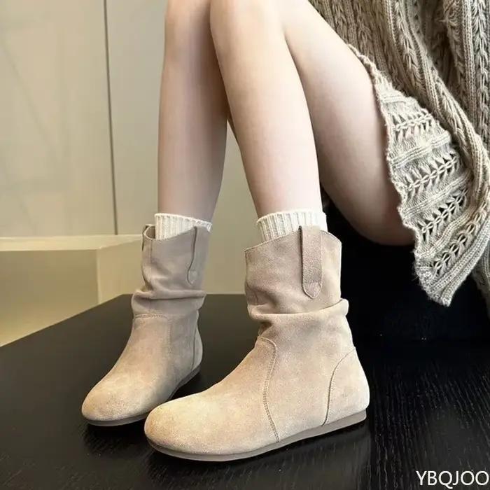Bottes montantes décontractées et confortables pour femmes, chaussures de travail respirantes, tendance, polyvalentes, antidérapantes, nouvelle collection automne
