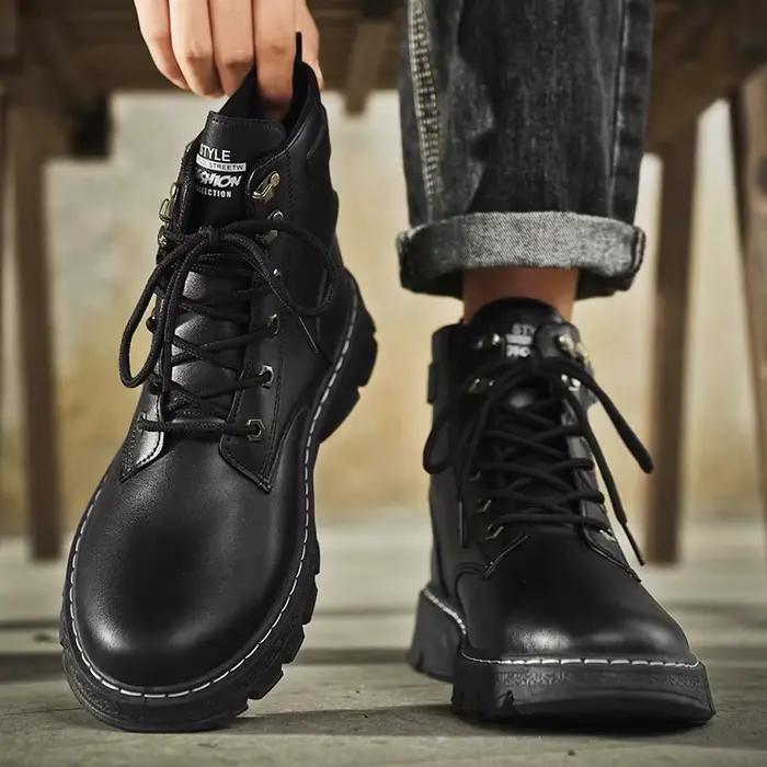 Bottes décontractées pour hommes, quatre saisons, nouvelles bottes hautes à semelle souple, antidérapantes, respirantes, légères, confortables, à la mode, pour la marche en plein air et le travail