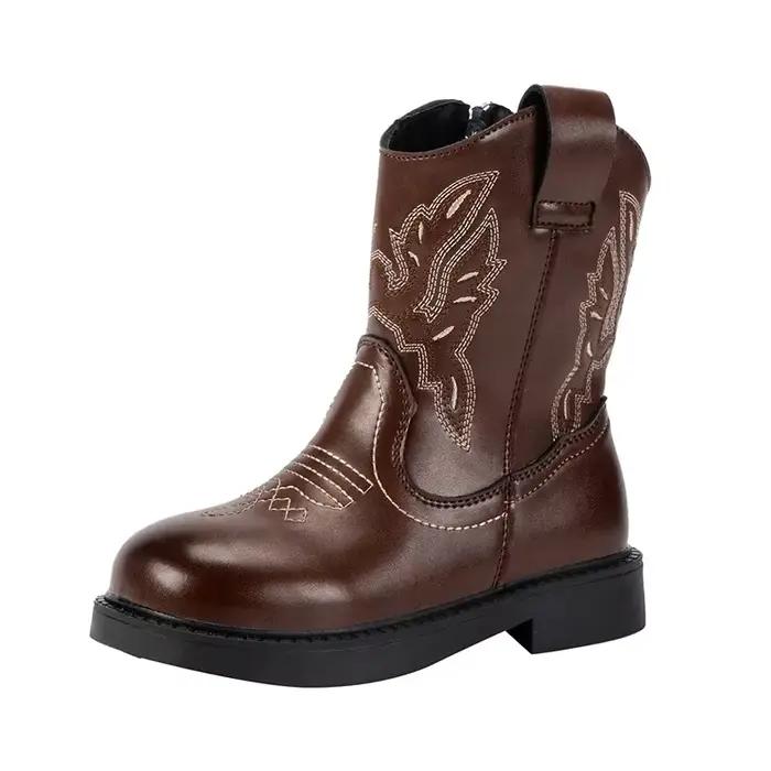 Bottes de cowgirl en cuir PU pour filles, bottes courtes imperméables, bottes de cheval, bottes pour enfants occasions spéciales