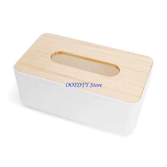Distributeur boîte à mouchoirs 367A, couvercle en bois, support rangement papier, serviette pour organisateur caisse