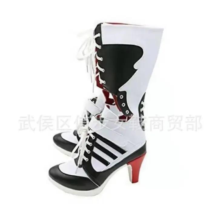 Botte de créateur personnalisée pour femmes, nouveauté d'automne, botte simple ajourée à lacets, bottes au genou noires et blanches, Large 45, botte simple moyenne