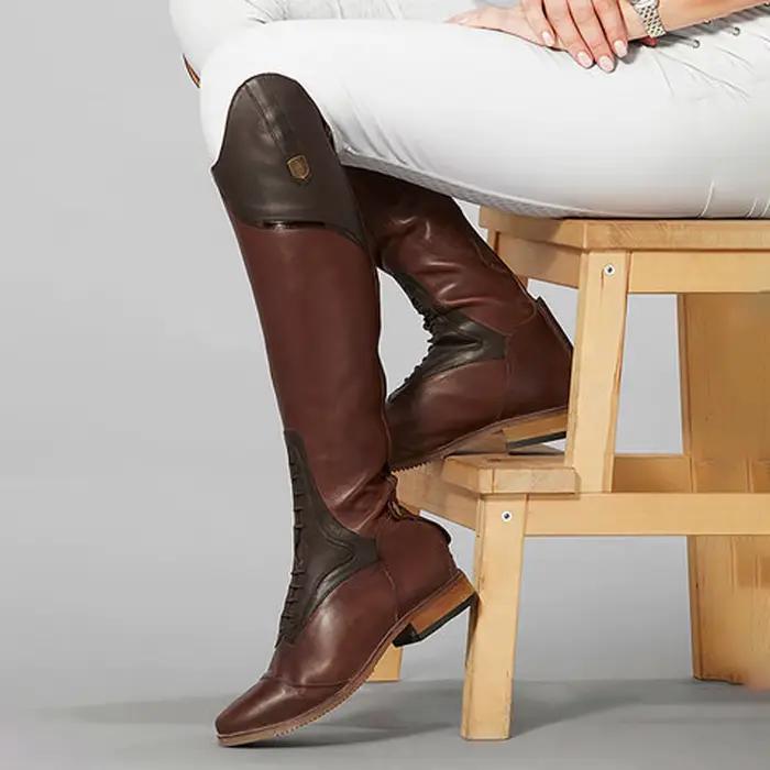 Bottes équestres en cuir véritable pour entraînement sportif professionnel