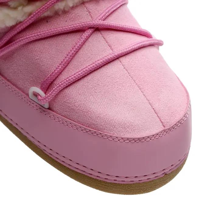 Bottes de neige roses pour femmes style punk hiver mi-mollet doublure tissu en coton semelle en caoutchouc pour femmes grandes aventures hiver