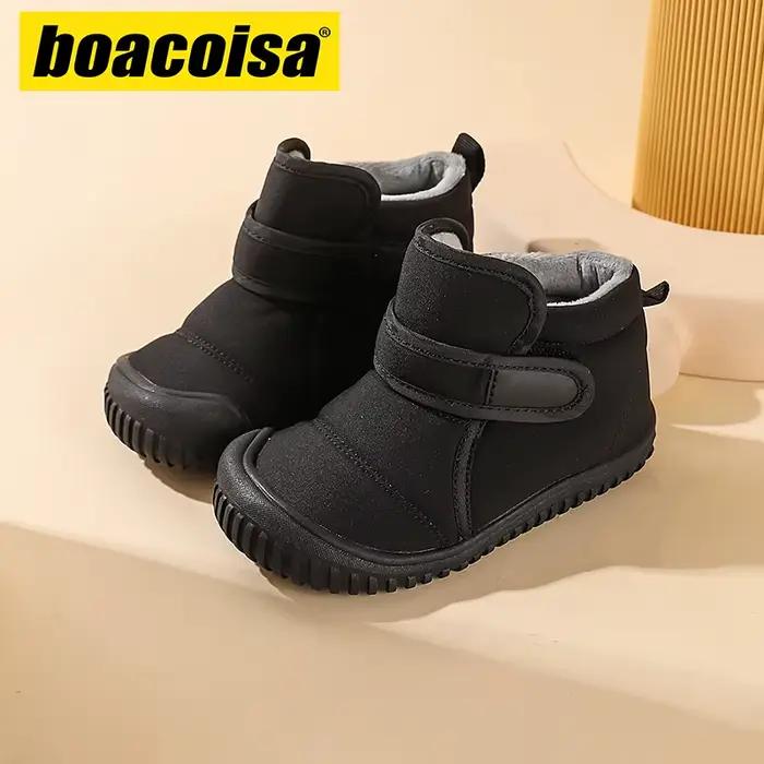 Bottes courtes d'hiver pour enfants, chaussures d'extérieur antidérapantes, imperméables, en peluche douce, pour filles et garçons, baskets chaudes et imperméables pour enfants